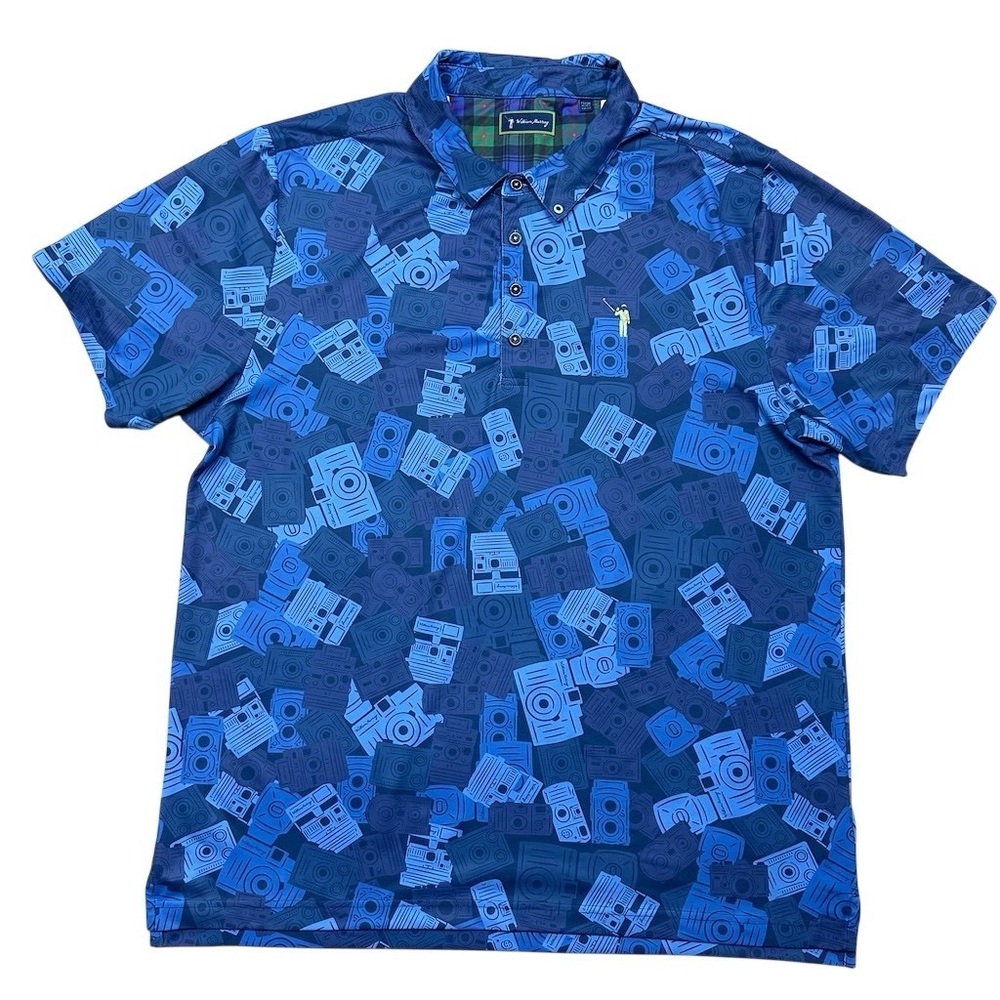 William Murray Golf Men’s Polo Shirt XL Blue Candid Camera Stretch